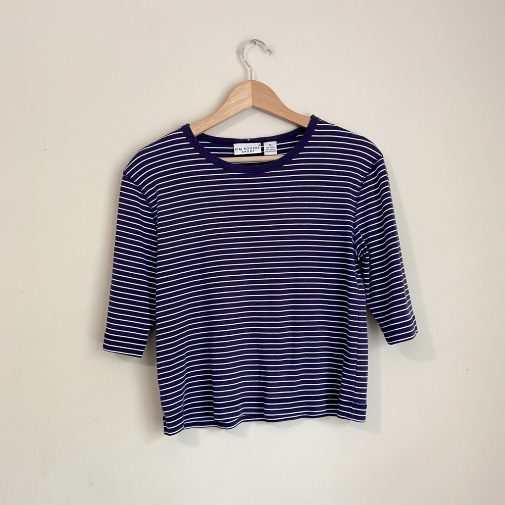 Kim Rogers Fitted Blue and White Tee